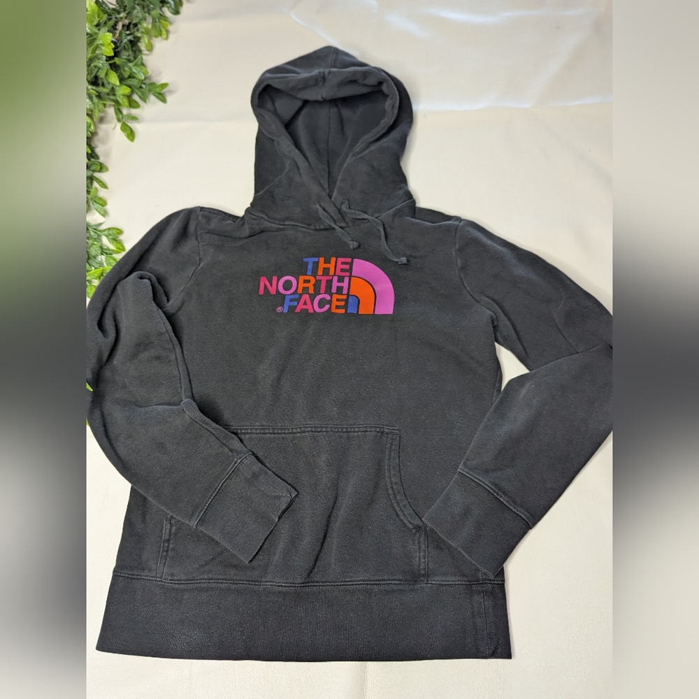 The North Face Hoodie Women's Small Black Pink Purple Orange Blue Lettering